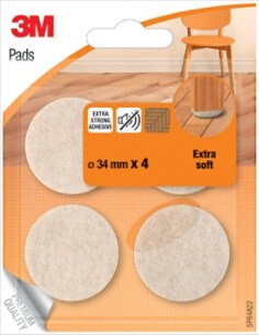 3M Patins Feutres laine extra-doux - Beige, 4 pèces, 34mm