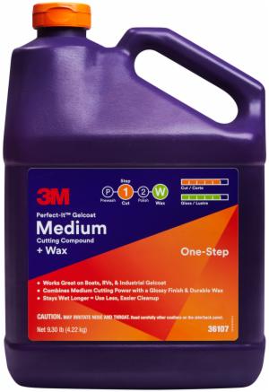 3M™ Perfect-It Gelcoat Medium Cutting Compound + Wax, 36107, 1 gallon (9.3 lb), 4 per case image 3M™ Perfect-It Gelcoat Medium Cutting Compound + Wax, 36107, 1 gallon (9.3 lb), 4 per caseimage