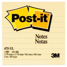 Post-it(R) Notes, 675-YL, 98.4mm x 98.4mm, Yellow