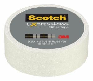 Scotch Expressions Glitter Tape C514-WHT, .59 in x 196 in (15 mm x 5 m), White Glitter image Scotch Expressions Glitter Tape C514-WHT, .59 in x 196 in (15 mm x 5 m), White Glitterimage