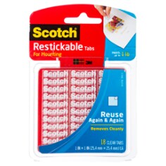 R100 Scotch(R) Restickable Mounting Tabs 2.5cm x 2.5cm