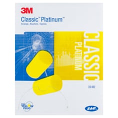 3M(TM) E-A-R(TM) Classic(TM)  Platinum(TM) Uncorded Earplugs, Pillow Pack, 310-4002, Slow recovery, low pressure foam fits snugly to create a noise barrier that helps protect hearing from high level sounds, Bright yellow color allows supervisors to conduct a quick visual hearing protection compliance check