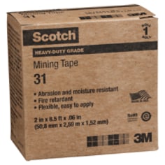 Scotch(R) Heavy Duty Mining Tape 31, 50 mm x 2.6 m, Black, Allows for on site, quick, universal cable repair, Has a ultra tough vulcanised CSM rubber backing for improved durability, Utilises a moisture resistant, self healing, flame retardant mastic for high quality moisture sealing capabilities