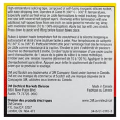 Scotch(R) Self-Fusing Silicone Rubber Electrical Tape 70, 25 mm x 9.15 m, Grey, Self-fusing material allows the tape to bond quickly, Class "H" temperature rated (180⁰C continuous operation), Extremely UV and ozone resistant for improved functionality