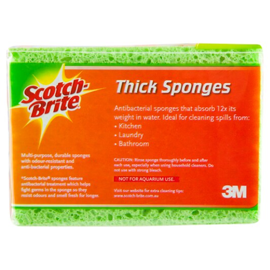Scotch-Brite Antibacterial Thick Sponges, 3 Pack