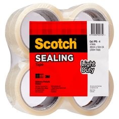 Scotch(R) Light Duty Sealing Tape, FPS-4, 48mm x 50m, 4pk