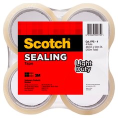 Scotch(R) Light Duty Sealing Tape, FPS-4, 48mm x 50m, 4pk