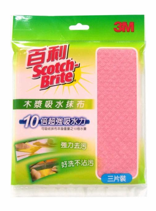 百利(TM) Scotch-Brite(TM) 木漿棉吸水抹布, 3片裝
