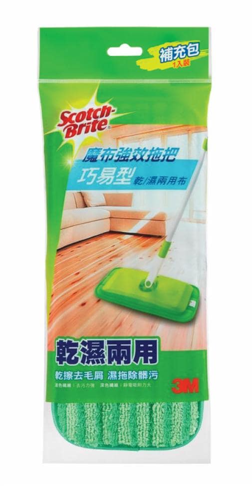 3M 百利 魔布強效拖把巧易型耐用升級版-乾/溼兩用布補充包 7021-1R, 1入