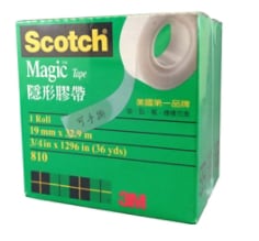 3M(TM) Scotch(R) 隱形膠帶 810, 3/4 in x 36 yd