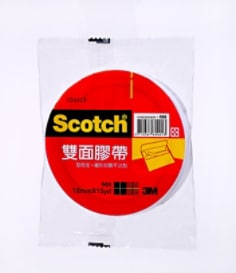 3M(TM) Scotch(R) 雙面膠帶 668, 單入袋裝, 12 mm x 15 yd