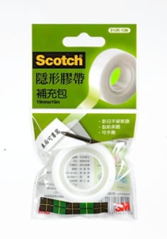 3M(TM) Scotch(R) 隱形膠帶補充包 810R, 透明袋, 19 mm x 11.4 m　