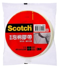 3M(TM) Scotch(R) 雙面泡棉膠帶 113, 48 mm x 5 m