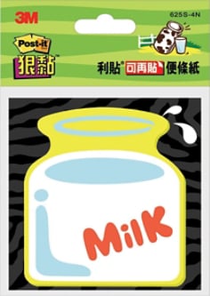 Post-it(R) 利貼(R) 狠黏(TM) 造型便條紙 625S-4, 牛奶(顏色隨機)