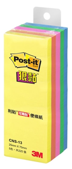 Post-it(R) 利貼(R) 狠黏(TM) 便條紙 CNS-13, 五色