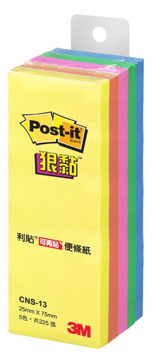 Post-it(R) 利貼(R) 狠黏(TM) 便條紙 CNS-13, 五色