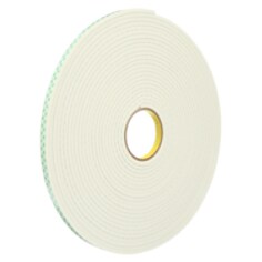 3M™ Double Coated Urethane Foam Tape, 4004, off-white, 0.5 in x 18.0 yd (1.3 cm x 16.5 m), bulk