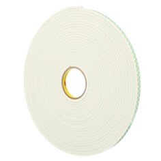 3M™ Double Coated Urethane Foam Tape, 4004, off-white, 0.5 in x 18.0 yd (1.3 cm x 16.5 m), bulk