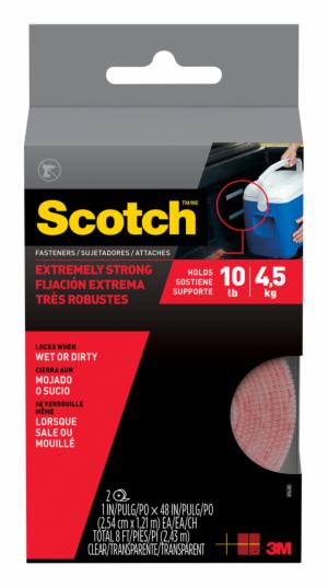 Scotch Extreme Fasteners RF6740, Clear, 1 in x 4 ft (25.4 mm x 1.21 m), 2 Rolls image Scotch Extreme Fasteners RF6740, Clear, 1 in x 4 ft (25.4 mm x 1.21 m), 2 Rollsimage