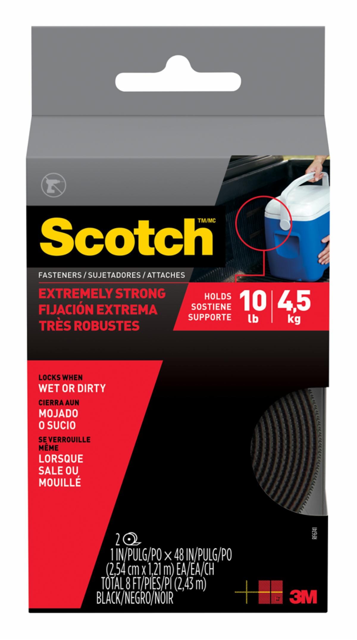 Scotch® Extreme Fasteners, Black Roll, 2.5 cm x 1.2 m, RF6741 | 3M