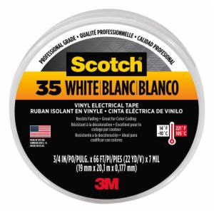 Scotch #35 Electrical Tape, 10828-DL-2W, 0.75 in x 66 ft x 7 mil, White, 10/case image Scotch #35 Electrical Tape, 10828-DL-2W, 0.75 in x 66 ft x 7 mil, White, 10/caseimage