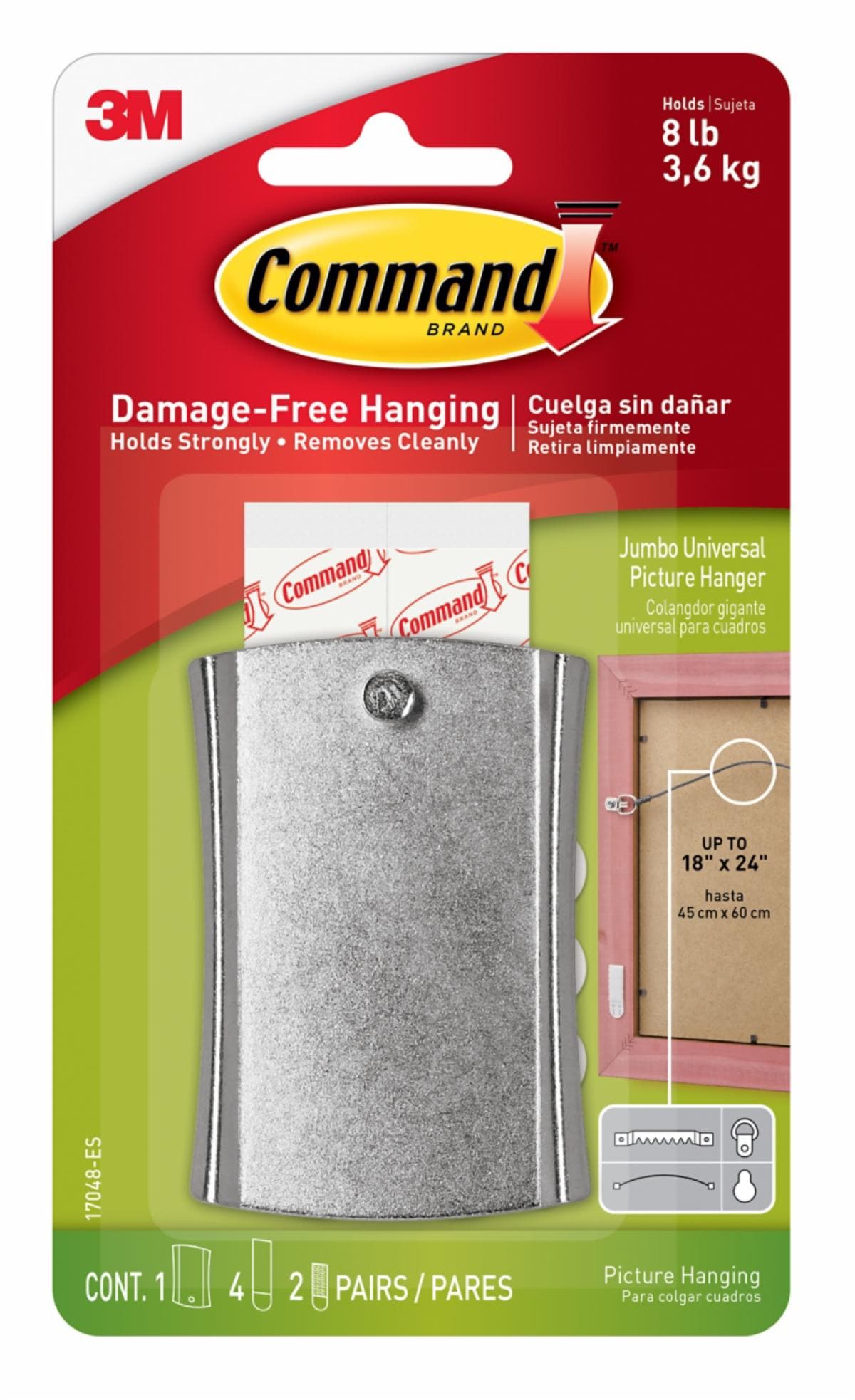 Command Jumbo Universal Picture Hanger w/Stabilizer Strips 17048-ES