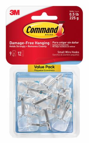 Command Clear Small Wire Hooks 17067CLR-9ES, 9 small wire hooks, 12 small clear strips image Command Clear Small Wire Hooks 17067CLR-9ES, 9 small wire hooks, 12 small clear stripsimage