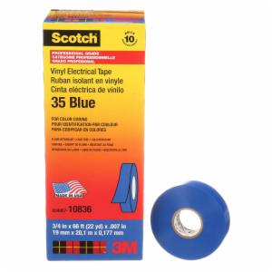 Scotch Vinyl Color Coding Electrical Tape 35, 3/4 in x 66 ft, Blue, 10 rolls/carton, 100 rolls/Caseimage