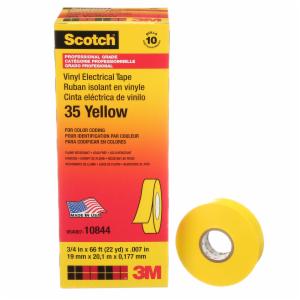 Scotch Vinyl Color Coding Electrical Tape 35, 3/4 in x 66 ft, Yellow, 10 rolls/carton, 100 rolls/Caseimage