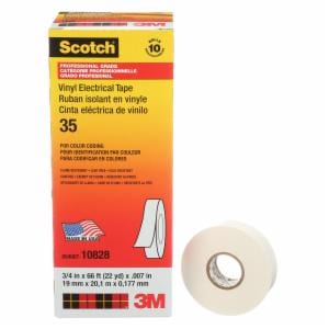 Scotch Vinyl Color Coding Electrical Tape 35, 3/4 in x 66 ft, White, 10 rolls/carton, 100 rolls/Case image Scotch Vinyl Color Coding Electrical Tape 35, 3/4 in x 66 ft, White, 10 rolls/carton, 100 rolls/Caseimage
