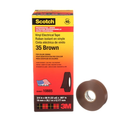 3-M 35-BROWN-3/4X66FT BROWN VINYL TAPE 3/4-INCH X 66-FEET