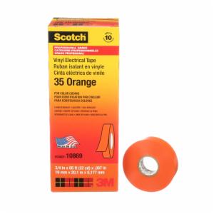 Scotch Vinyl Color Coding Electrical Tape 35, 3/4 in x 66 ft, Orange, 10 rolls/carton, 100 rolls/Caseimage