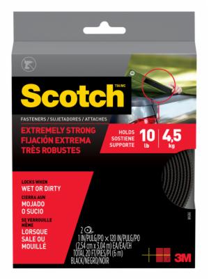 Scotch Extreme Fasteners RF6761, Black, 1 in x 10 ft (25.4 mm x 3.04 m), 1 Set of Strips image Scotch Extreme Fasteners RF6761, Black, 1 in x 10 ft (25.4 mm x 3.04 m), 1 Set of Stripsimage