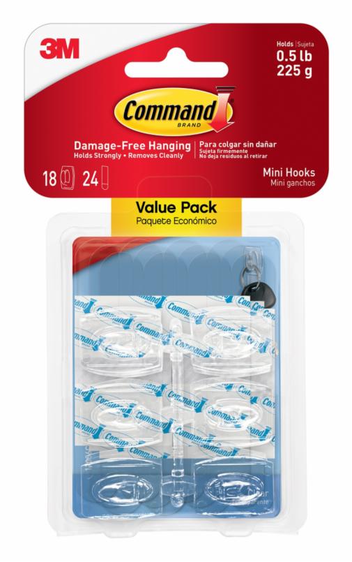 17006CLR-18ES Command™ Clear Mini Hooks Value Pack