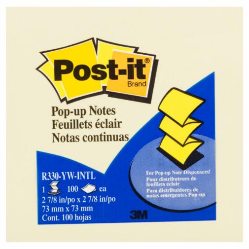 Post-it(R) Pop-up Notes 73mm x 73mm R330-YW-INTL. Canary Yellow