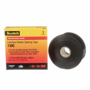 Scotch Linerless Rubber Splicing Tape 130C, 1-1/2 in x 30 ft, Black, 1 roll/carton, 12 rolls/Case image Scotch Linerless Rubber Splicing Tape 130C, 1-1/2 in x 30 ft, Black, 1 roll/carton, 12 rolls/Caseimage