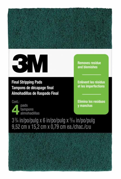3M™ Final Stripping Pads 10113NA4PK, 3 3/4 in x 6 in x 5/16 in, 4/Pack