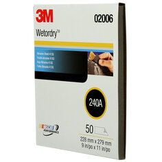 3M™ Wetordry™ Tri-M-ite Sheet, 02006, 240 A-weight, 9 in x 11 in