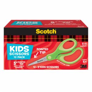 Scotch 12PK Kids Scissors 1442P-12, 5 inch, Green, Pointedimage