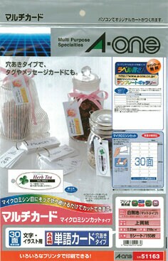 マルチカード 単語帳カード<穴あきタイプ> 30面