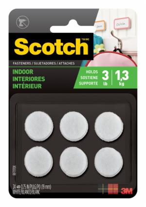Scotch Indoor Fasteners, RF7170X-ALT, 3/4 in x 3/4 in (19 mm) 3/4 in dots white, 24 each, adhesive backing image Scotch Indoor Fasteners, RF7170X-ALT, 3/4 in x 3/4 in (19 mm) 3/4 in dots white, 24 each, adhesive backingimage