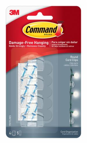 Command Clear Round Cord Clips, 4 Clips, 5 Strips 17017CLRES image Command Clear Round Cord Clips, 4 Clips, 5 Strips 17017CLRESimage