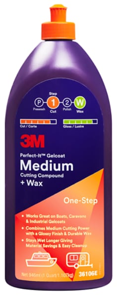 3M™ Perfect-It™ Gelcoat Medium Cutting Compound + Wax, 946 ml, 6 stk/krt, 36106E