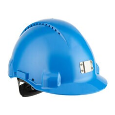 3M™ G3000 Casco de seguridad con ventilación sujeta-lámpara arnés de ruleta y banda de sudor de plástico Azúl (1 casco/bolsa)