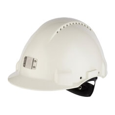 3M™ G3000 Casco de seguridad con ventilación sujeta-lámpara arnés de ruleta y banda de sudor de plástico Blanco (1 casco/bolsa)