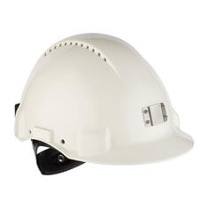 3M™ G3000 Casco de seguridad con ventilación sujeta-lámpara arnés de ruleta y banda de sudor de plástico Blanco (1 casco/bolsa)