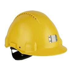 3M™ G3000 Casco de seguridad con sujeta-lámpara arnés de ruleta y banda sudor de plástico Amarillo (1 casco/bolsa)