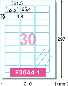 ラベルシール［レーザープリンタ］光沢フィルム・透明 A4 30面 10シート入