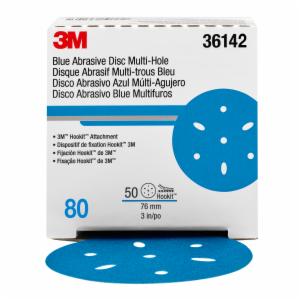 3M™ Hookit Blue Abrasive Disc 321U, 36142, 3 in, 80, Multi-hole, 50 Discs/Carton, 4 Cartons/Caseimage