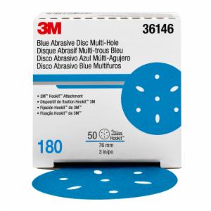 3M™ Hookit Blue Abrasive Disc 321U, 36146, 3 in, 180, Multi-hole, 50 Discs/Carton, 4 Cartons/Caseimage